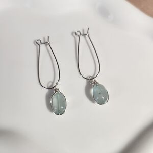 Handmade Aquamarine Hoop Earrings